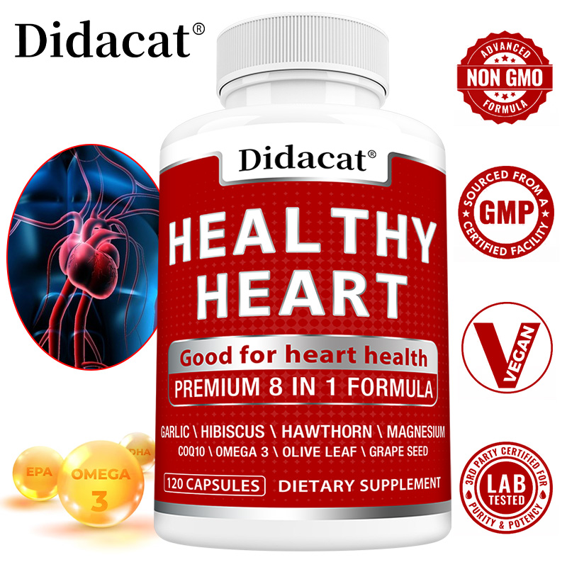 Health Wellness & Psychology - Herzgesundheitskapseln mit CoQ10, Omega-3, Knoblauch, Olivenblatt